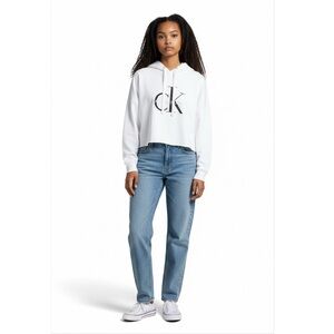 Calvin Klein Women’s White Hoodie With Logo L